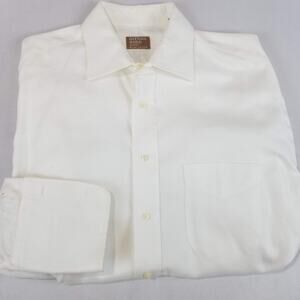 Gitman Gold Shirt Mens 16.5 34 White Herringbone French Cuff Long Sleeve USA